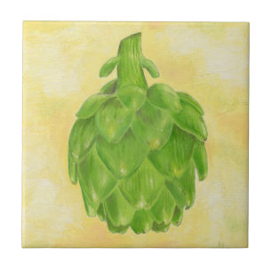 Green Artichoke Square Tile