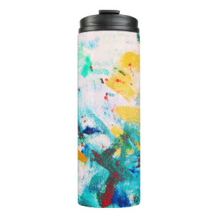 Green Artistic Canva. Purple Cool Illustration. Or Thermal Tumbler