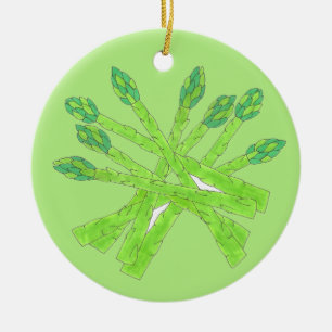 Green Asparagus Spears Gardening Vegetable Foodie Ceramic Tree Decoration