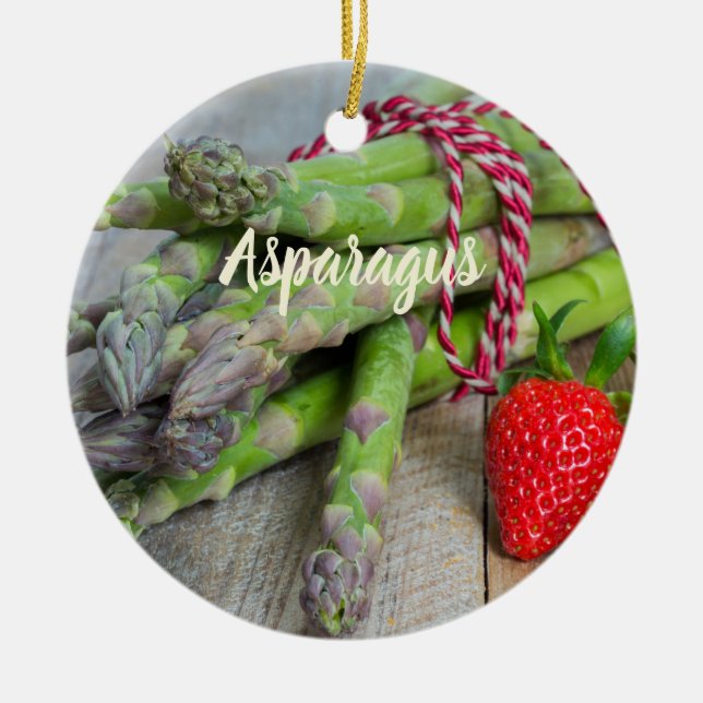 Green Asparagus with Strawberry Ceramic Tree Decoration (Front)