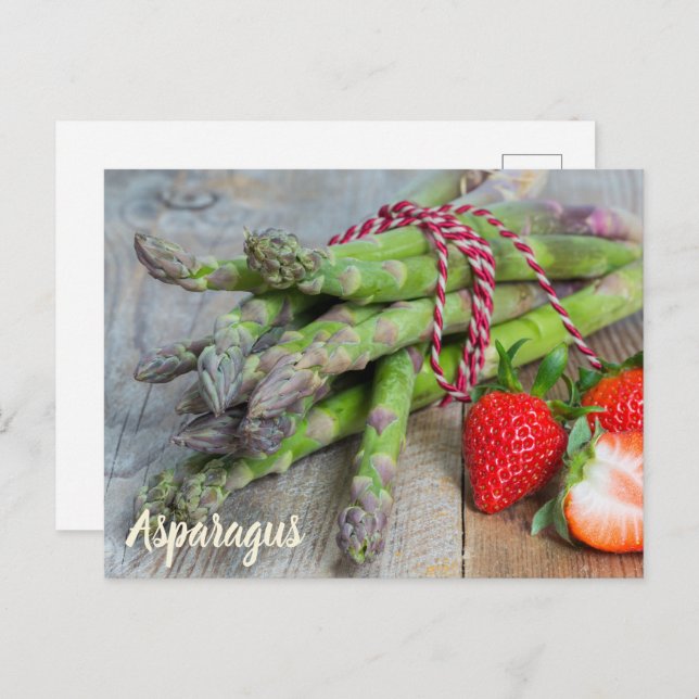 Green Asparagus with Strawberry Holiday Postcard (Front/Back)