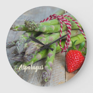 Green Asparagus with Strawberry Large Clock