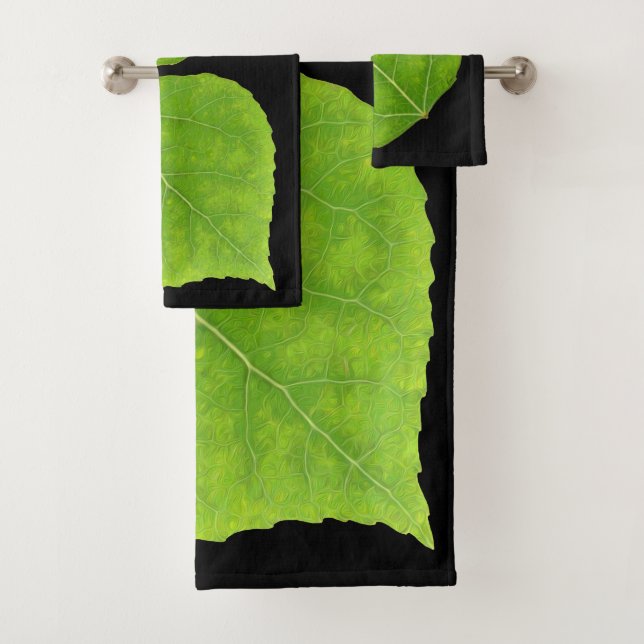 Green Aspen Leaf #11 Bath Towel Set (Insitu)