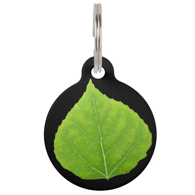 Green Aspen Leaf #11 Pet Tag (Front)