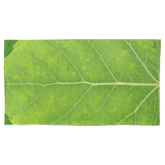 Green Aspen Leaf #11 Pillowcase (Front-Left)