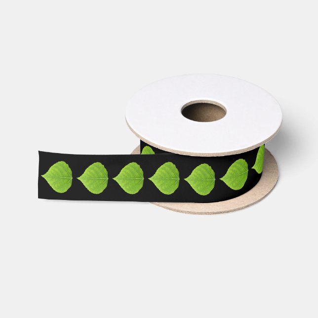 Green Aspen Leaf #11 Satin Ribbon (Spool)