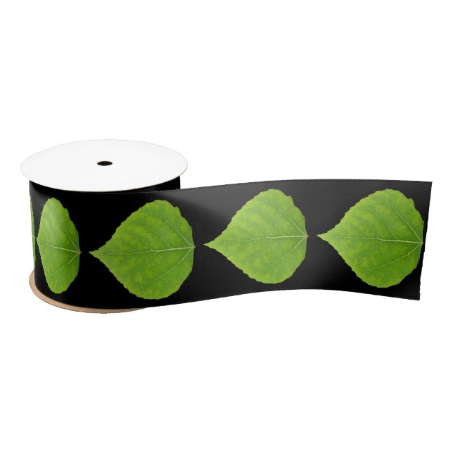 Green Aspen Leaf #11 Satin Ribbon (Spool)