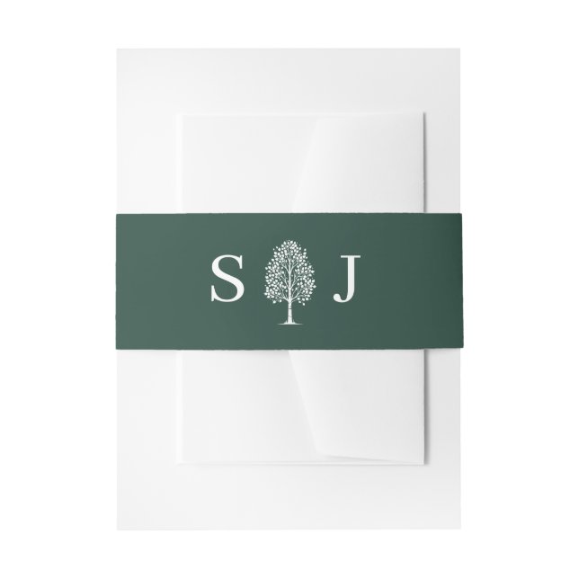 Green Aspen Tree Wedding Invitation Belly Band (Front Example)