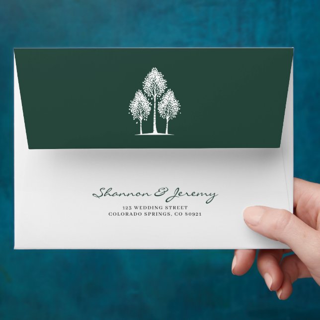 Green Aspen Wedding Envelope (Hand)