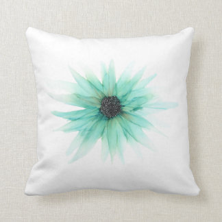 Green Aster hand painted floral throw pillow