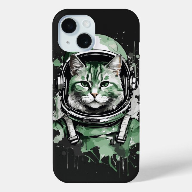 Green Astronaut Cat Splash Case-Mate iPhone Case (Back)