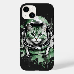 Green Astronaut Cat Splash Case-Mate iPhone 14 Case