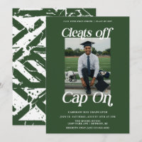 Green Athlete Graduation Cleats off Cap On