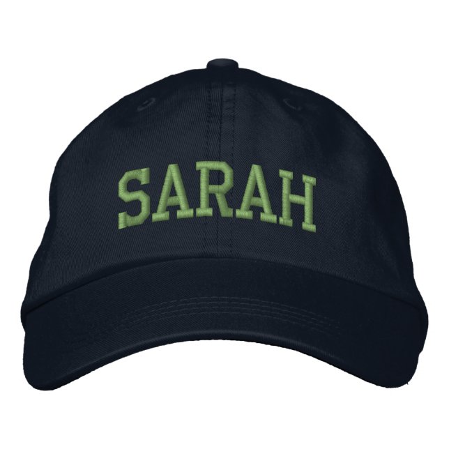 Green Athletic Block Monogram Custom Name Embroidered Hat (Front)
