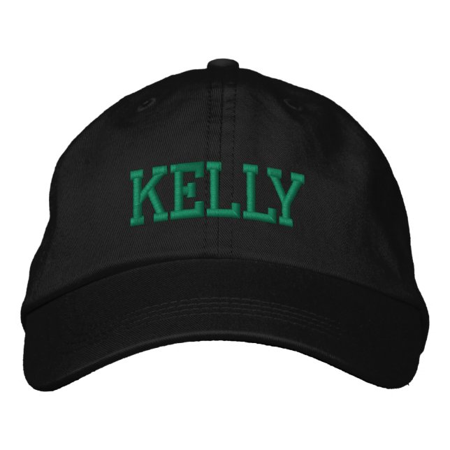 Green Athletic Block Monogram Custom Name Embroidered Hat (Front)