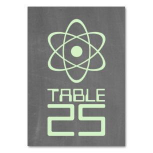 Green Atomic Chalkboard Table Card