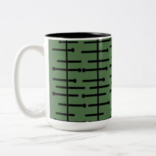 Green Atomic Lines Two-Tone Coffee Mug