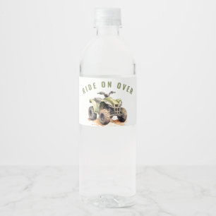 Green ATV Bike Birthday Editable  Water Bottle Label