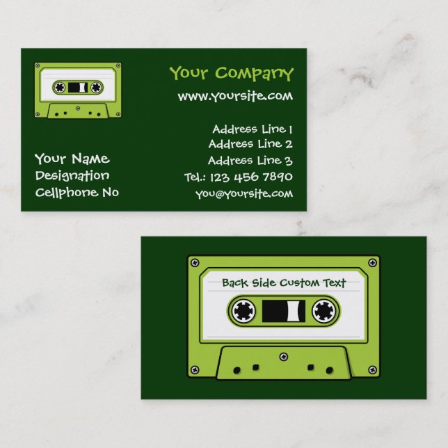 Green Audio Cassette Tape Business Card (Front/Back)