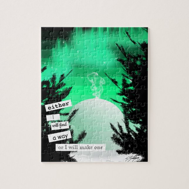 Green Aurora Igloo Puzzle by Sara Motolanez (Vertical)