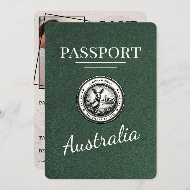 Green Australia Passport Save The Date (Front/Back)