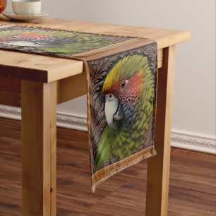 Green Australian Lorikeet Parrot, Long Table Runner