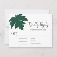 Green Autum Maple Leaf Wedding RSVP Card