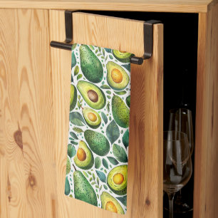 Green Avocado and Herb Kitchen Towel 