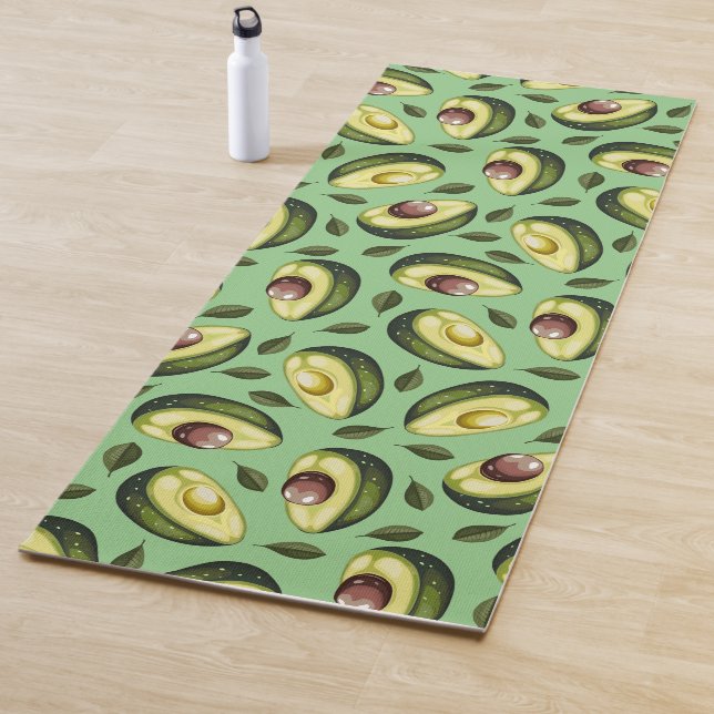 Green Avocado Pattern Green Yoga Mat (In Situ)