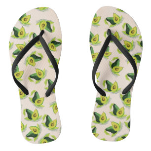 Green Avocados Watercolor Pattern Jandals