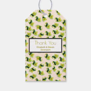 Green Avocados Watercolor Pattern Thank You Gift Tags