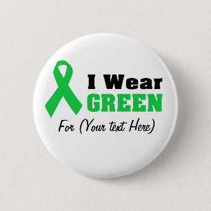 Green Awareness Ribbon 6 Cm Round Badge