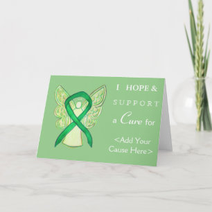 Green Awareness Ribbon Angel Art Greeting Cards