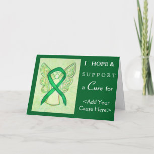 Green Awareness Ribbon Angel Art Greeting Cards