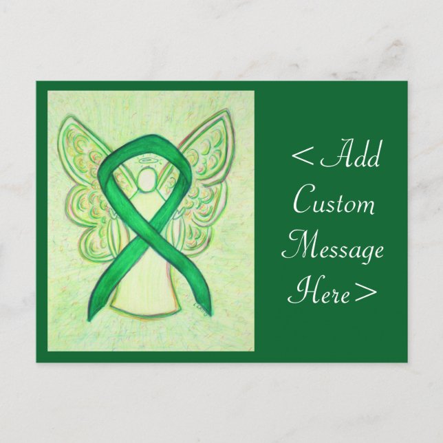 Green Awareness Ribbon Angel Custom Postcard (Front)
