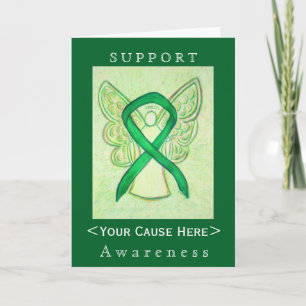 Green Awareness Ribbon Angel Customised Card
