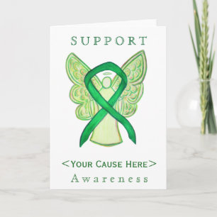 Green Awareness Ribbon Angel Customised Card