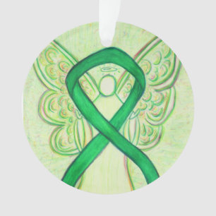 Green Awareness Ribbon Angel Customised Ornaments