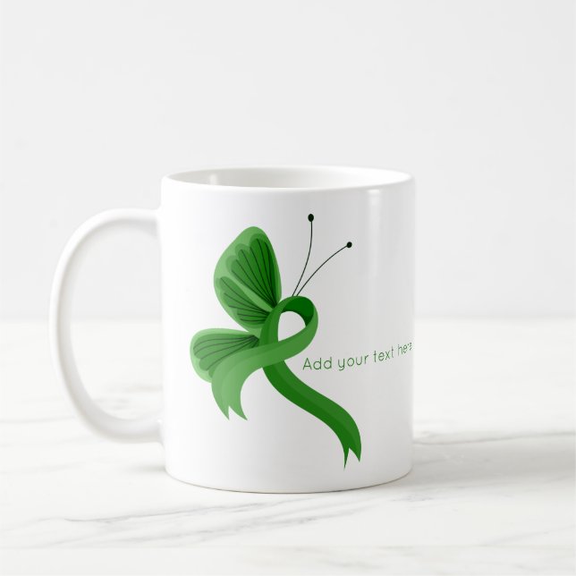 Green Awareness Ribbon Butterfly Coffee Mug (Left)