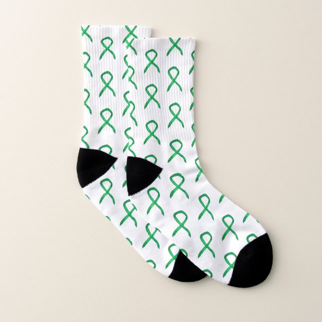 Green Awareness Ribbon Custom Art Socks (Pair)