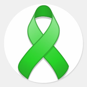 Green Awareness Ribbon Round Sticker