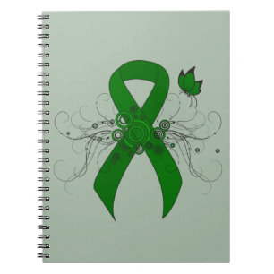 Green Awareness Ribbon with Butterfly Spiral Notebook