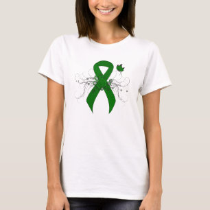 Green Awareness Ribbon with Butterfly T-Shirt