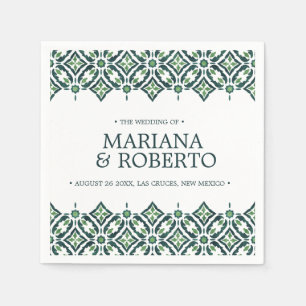 Green Azulejos Spanish tile border personalised Napkin