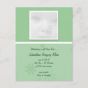 Green Baby Announcement Cards