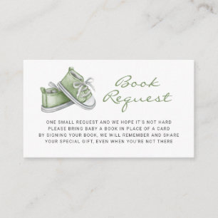 Green Baby Booties Baby Shower Book Request Enclosure Card