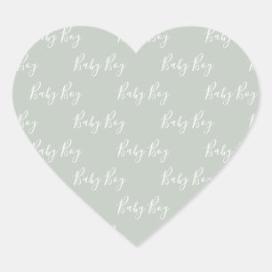 Green Baby Boy Script Heart Sticker