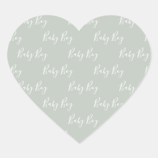 Green Baby Boy Script Heart Sticker