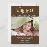 Green Baby Clothesline Birth Announcements