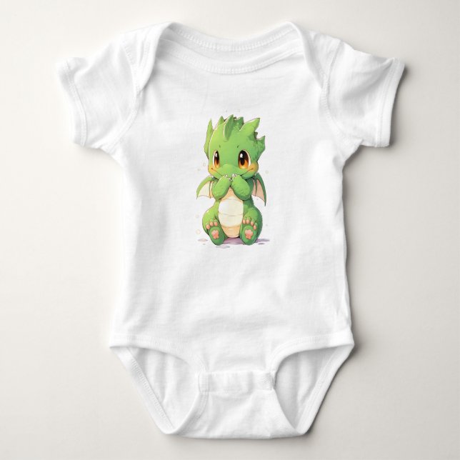 Green Baby Dragon Baby Bodysuit (Front)